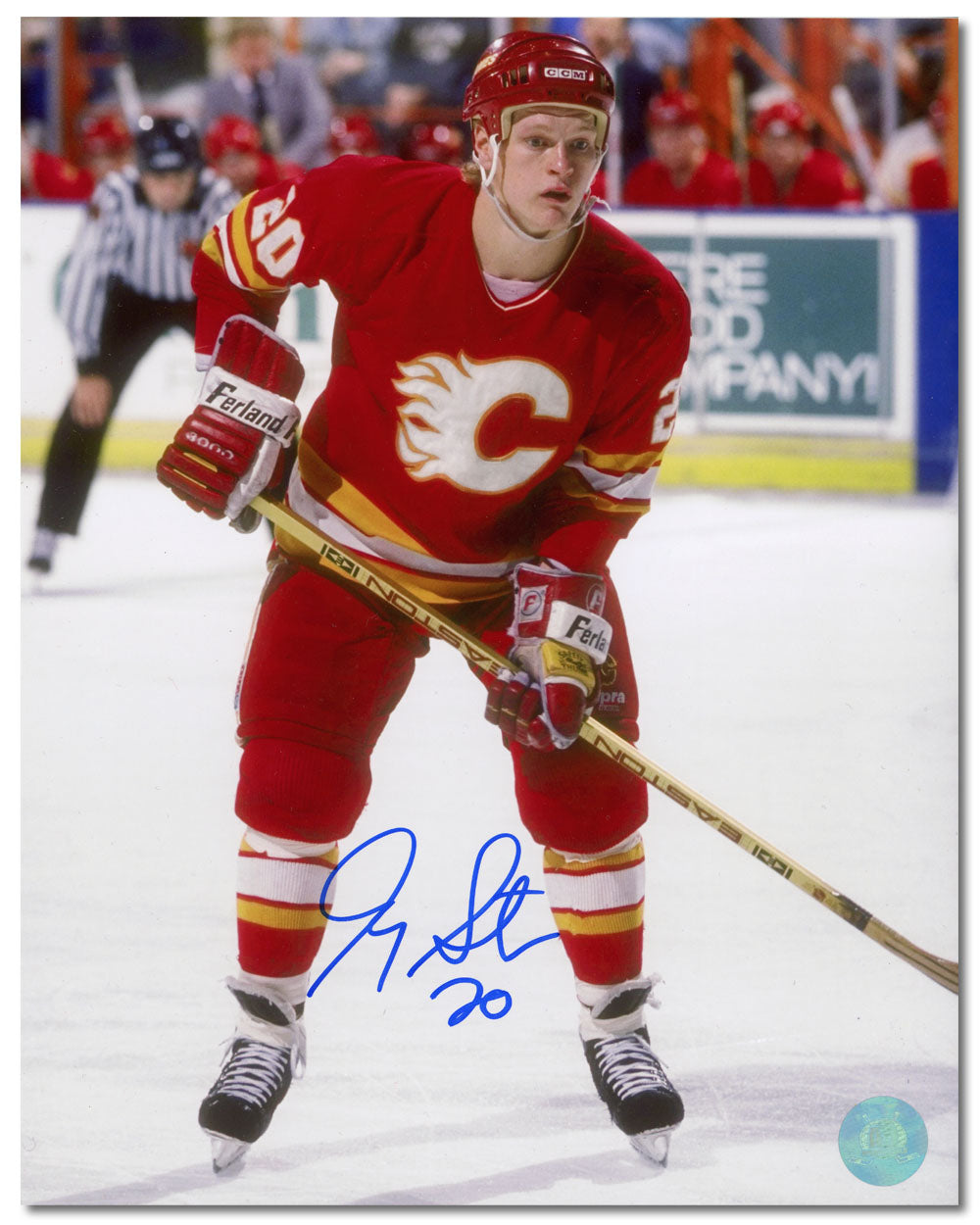 Gary Suter Autographed Calgary Flames Hockey 8x10 Photo product image 1, provided for visual reference and product detail