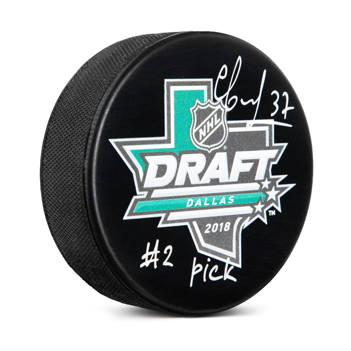Andrei Svechnikov Signed 2018 NHL Entry Draft Puck with 2nd Pick Note product image 1, provided for visual reference and