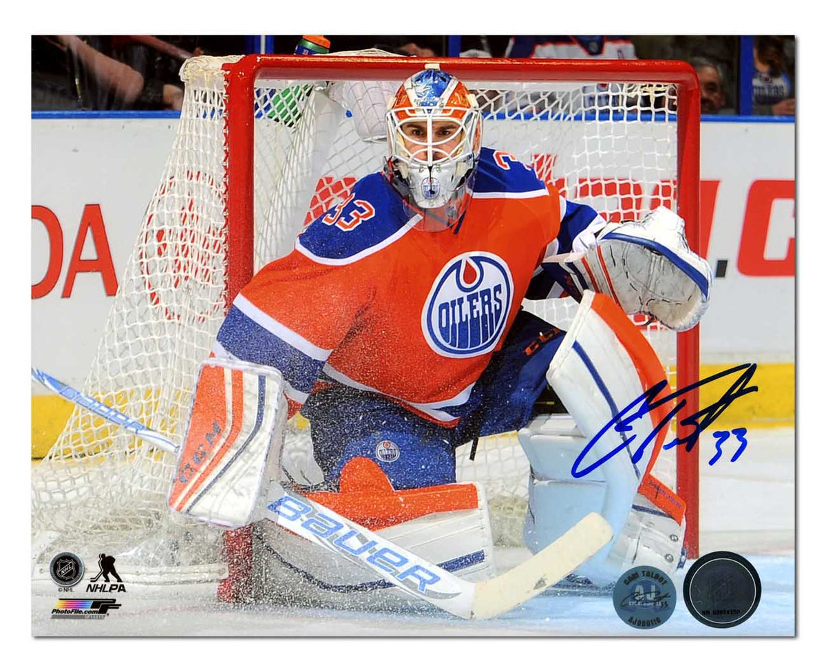 Cam Talbot Signed Edmonton Oilers Game Action 8x10 Photo product image 1, provided for visual reference and product detail