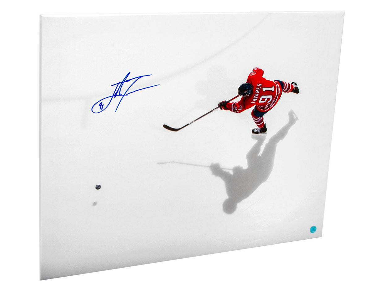 John Tavares Oshawa Generals Signed Overhead Slapshot 28x22 Art Canvas product image 1, provided for visual reference and
