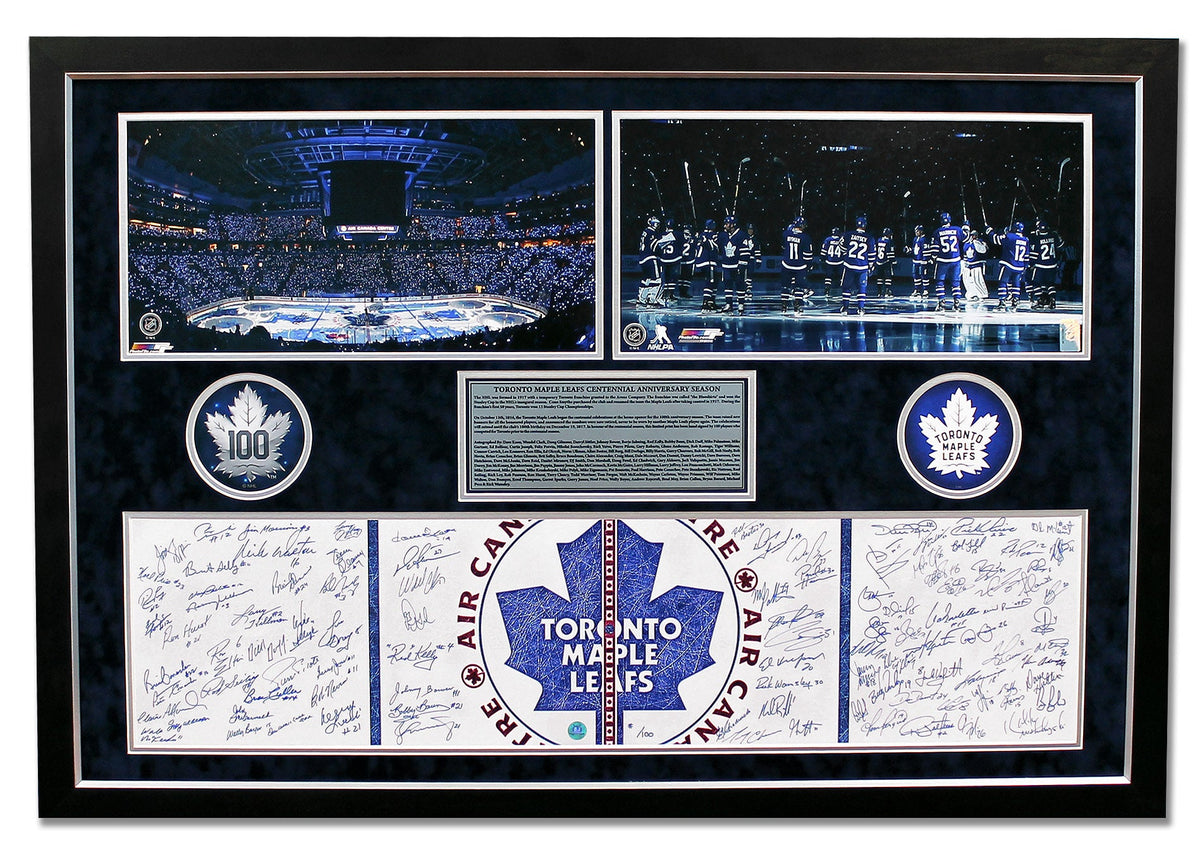 Toronto Maple Leafs Centennial Season 100 Player Signed 31x45 Frame #/100 product image 1, provided for visual reference and