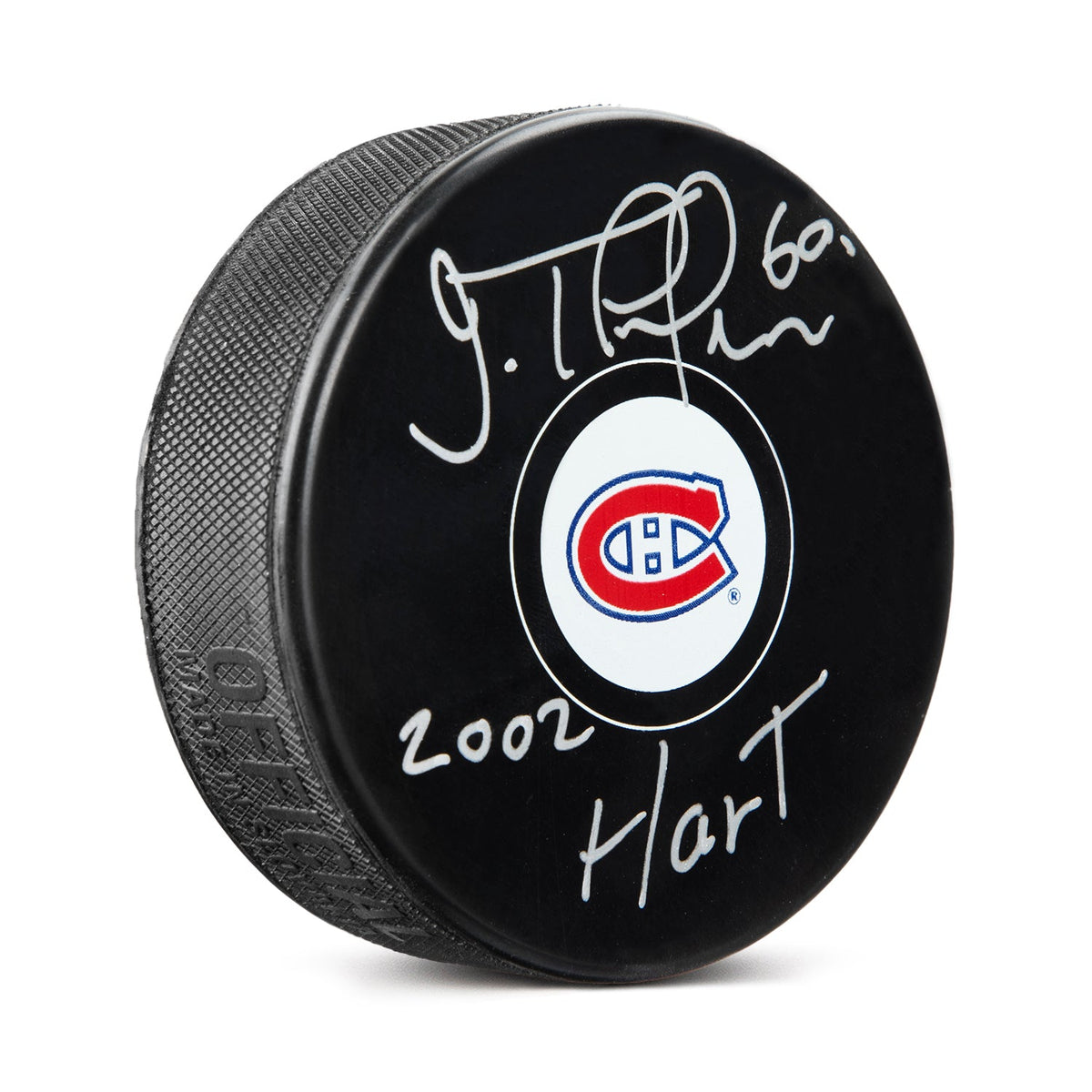 Jose Theodore Signed Montreal Canadiens Puck with 2002 Hart Note product image 1, provided for visual reference and product