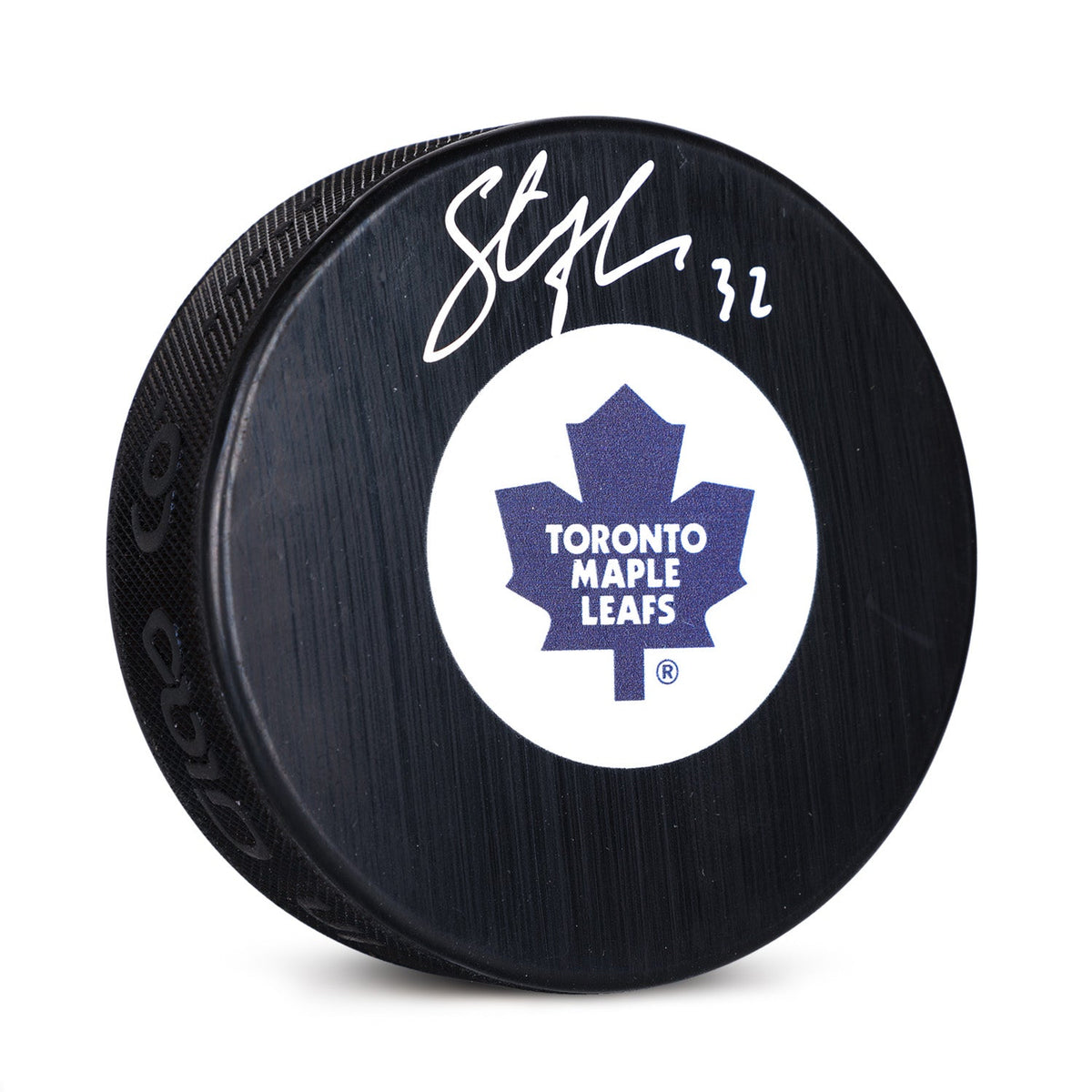 Steve Thomas Autographed Toronto Maple Leafs Retro Logo Puck product image 1, provided for visual reference and product