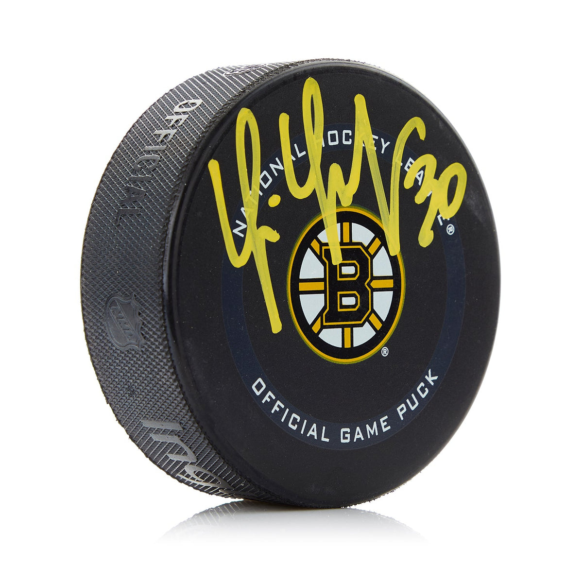 Tim Thomas Signed Boston Bruins Official Game Puck product image 1, provided for visual reference and product detail review