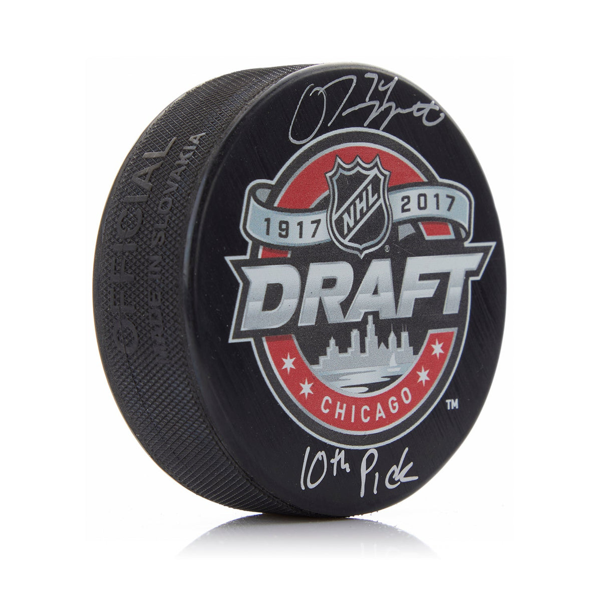 Owen Tippett Signed 2017 NHL Entry Draft Puck with 10th Pick Note product image 1, provided for visual reference and product