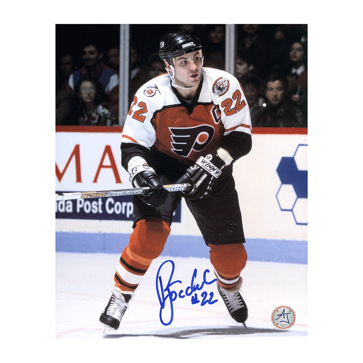 Rick Tocchet Autographed Philadelphia Flyers Captain 8x10 Photo product image 1, provided for visual reference and product