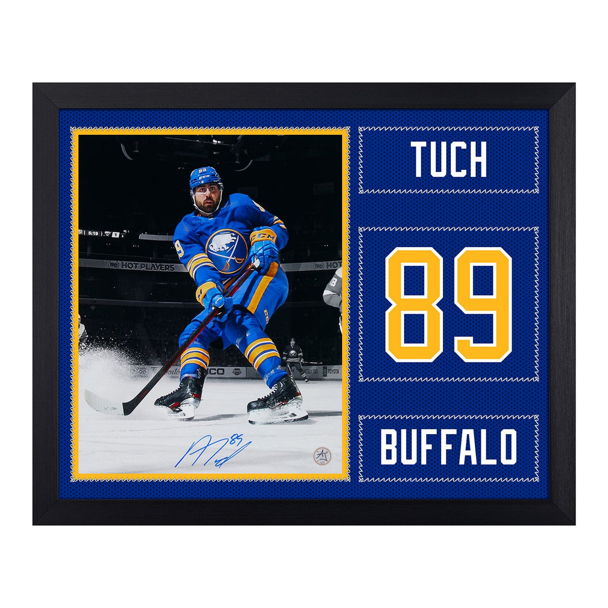 Alex Tuch Autographed Buffalo Sabres Uniform Graphic 19x23 Frame product image 1, provided for visual reference and product