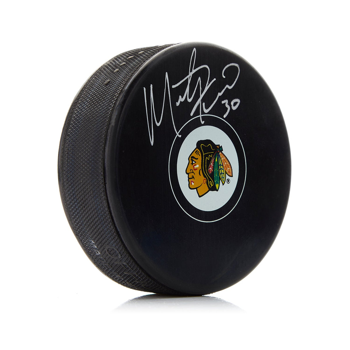 Marty Turco Autographed Chicago Blackhawks Hockey Puck product image 1, provided for visual reference and product detail