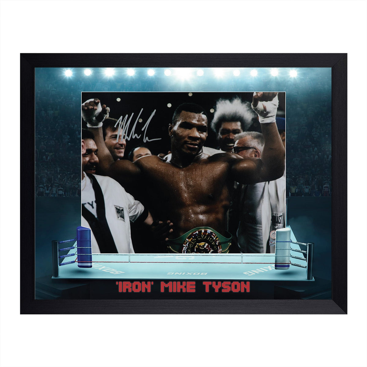 Mike Tyson Autographed Championship Belt Boxing Ring 26x32 Frame product image 1, provided for visual reference and product