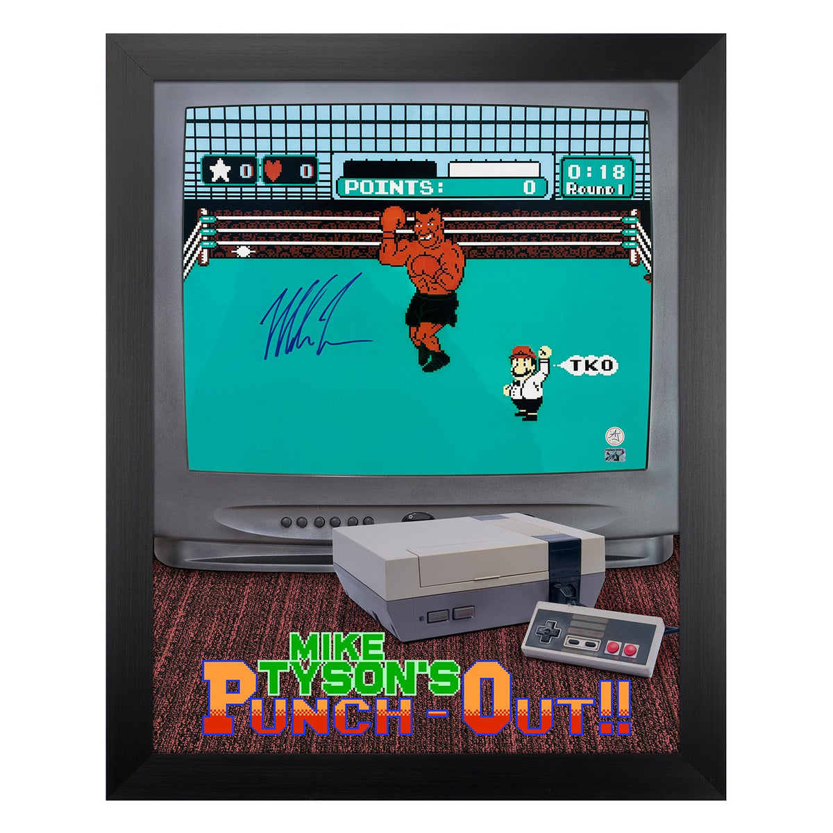 Mike Tyson Autographed Punch-Out Video Game TV Graphic 26x32 Frame product image 1, provided for visual reference and