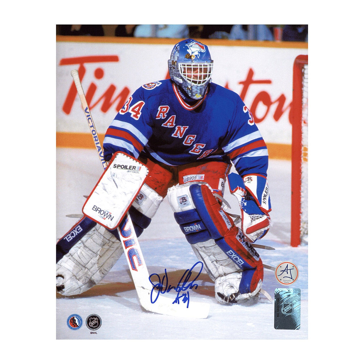 John Vanbiesbrouck Signed New York Rangers Painted Mask 8x10 Photo product image 1, provided for visual reference and