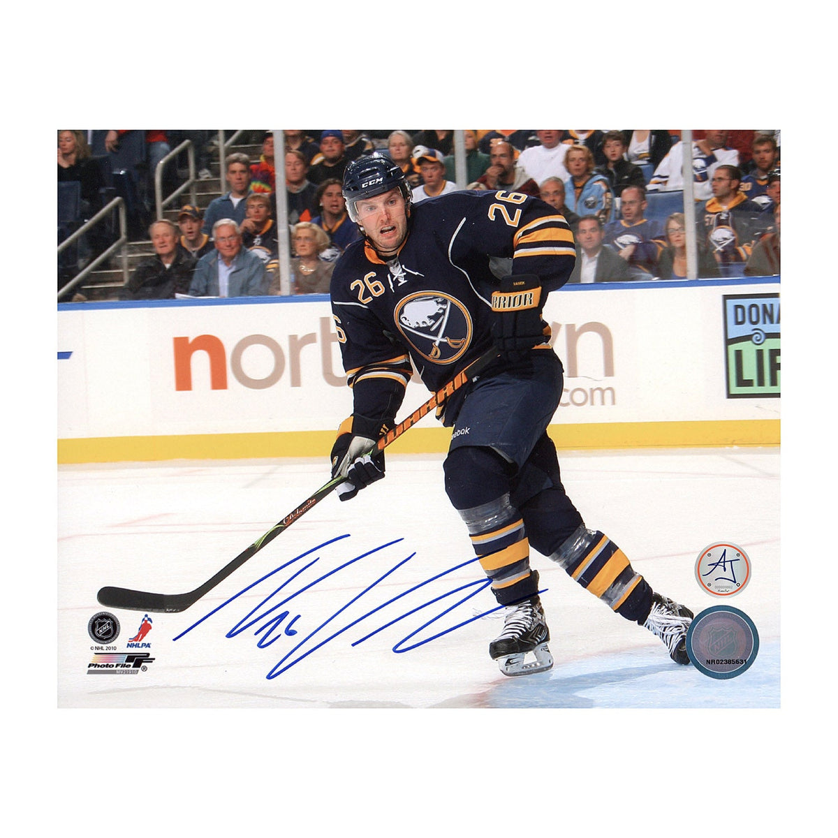 Thomas Vanek Autographed Buffalo Sabres Hockey 8x10 Photo product image 1, provided for visual reference and product detail