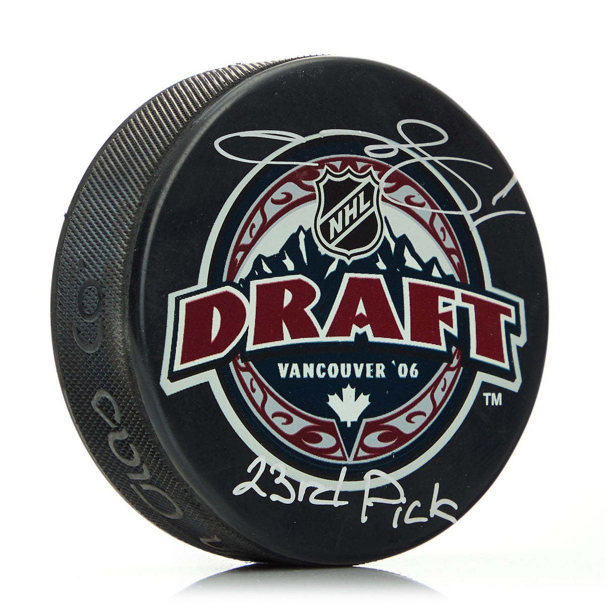 Semyon Varlamov Signed 2006 NHL Entry Draft Puck with 23rd Pick Note product image 1, provided for visual reference and