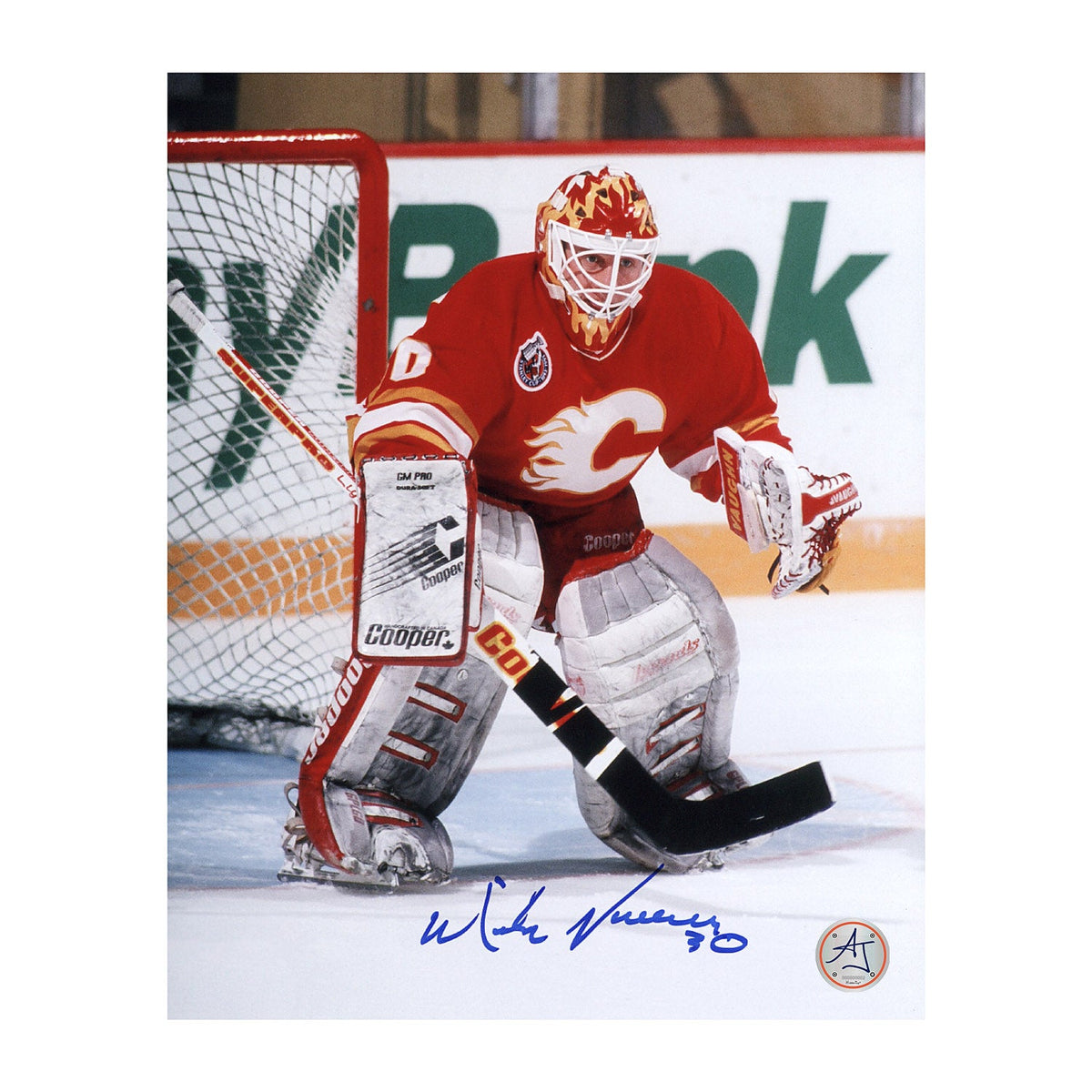 Mike Vernon Autographed Calgary Flames Goalie 8x10 Photo product image 1, provided for visual reference and product detail