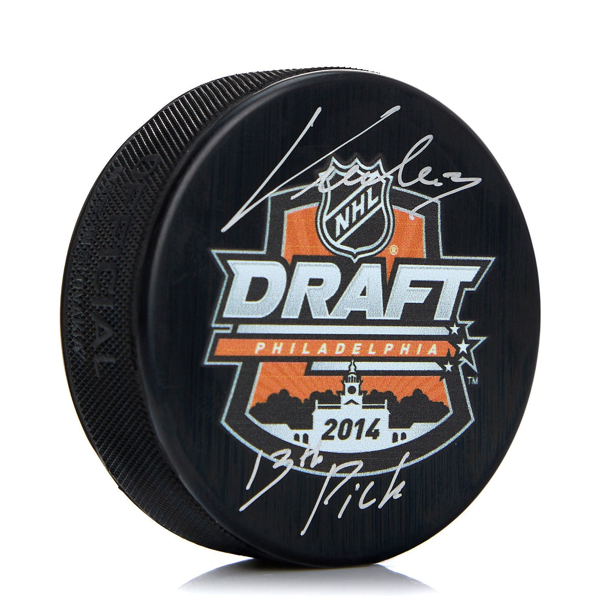 Jakub Vrana Signed 2014 NHL Entry Draft Puck with 13th Pick Note product image 1, provided for visual reference and product