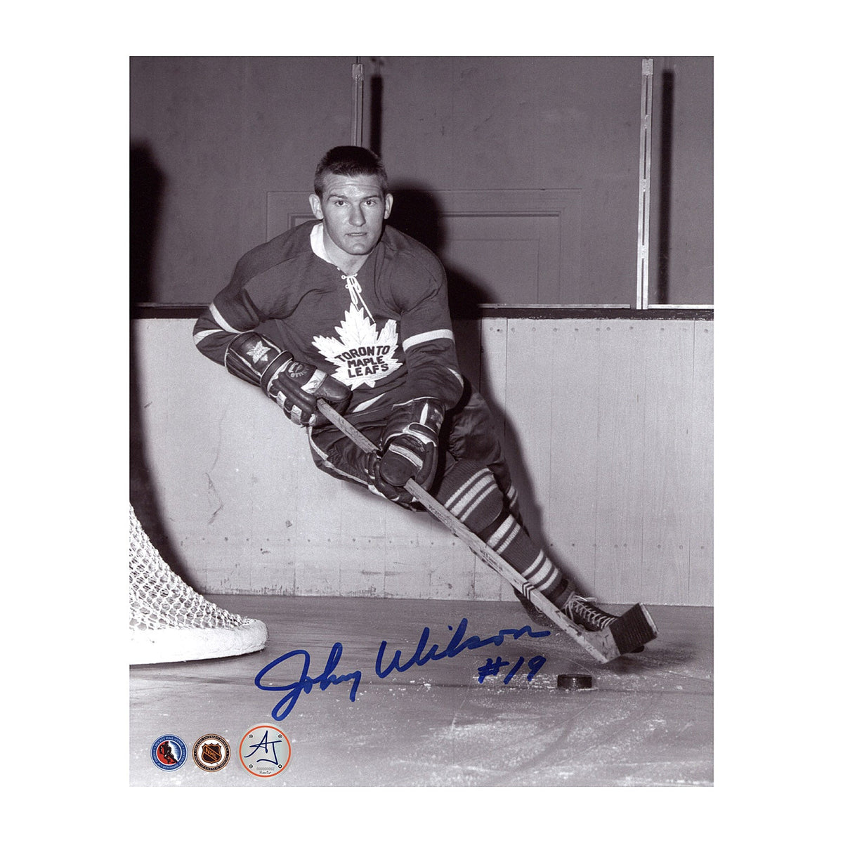 Johnny Wilson Autographed Toronto Maple Leafs Black and White 8x10 Photo product image 1, provided for visual reference and