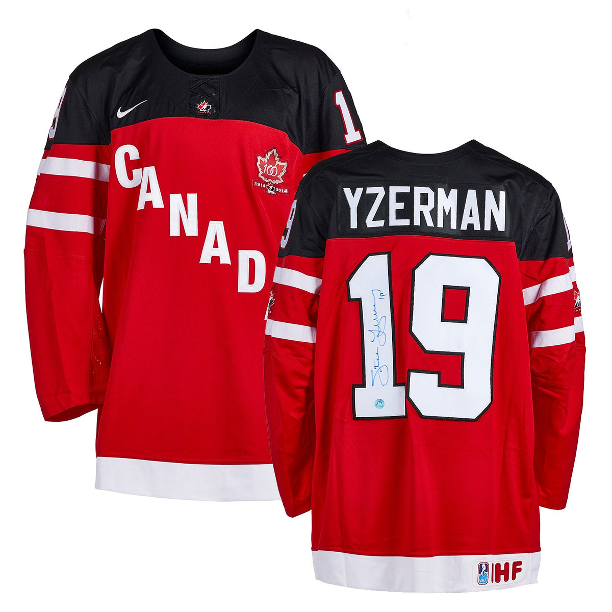Steve Yzerman Team Canada Signed 100th Anniversary Nike Jersey product image 3, provided for visual reference and product