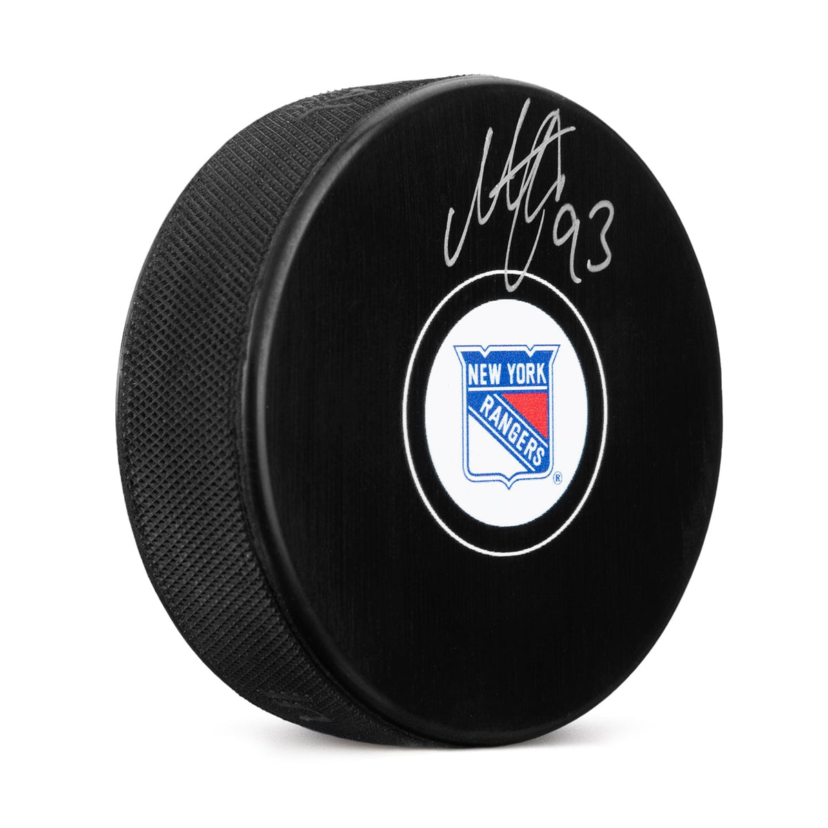 Mika Zibanejad Autographed New York Rangers Hockey Puck product image 1, provided for visual reference and product detail