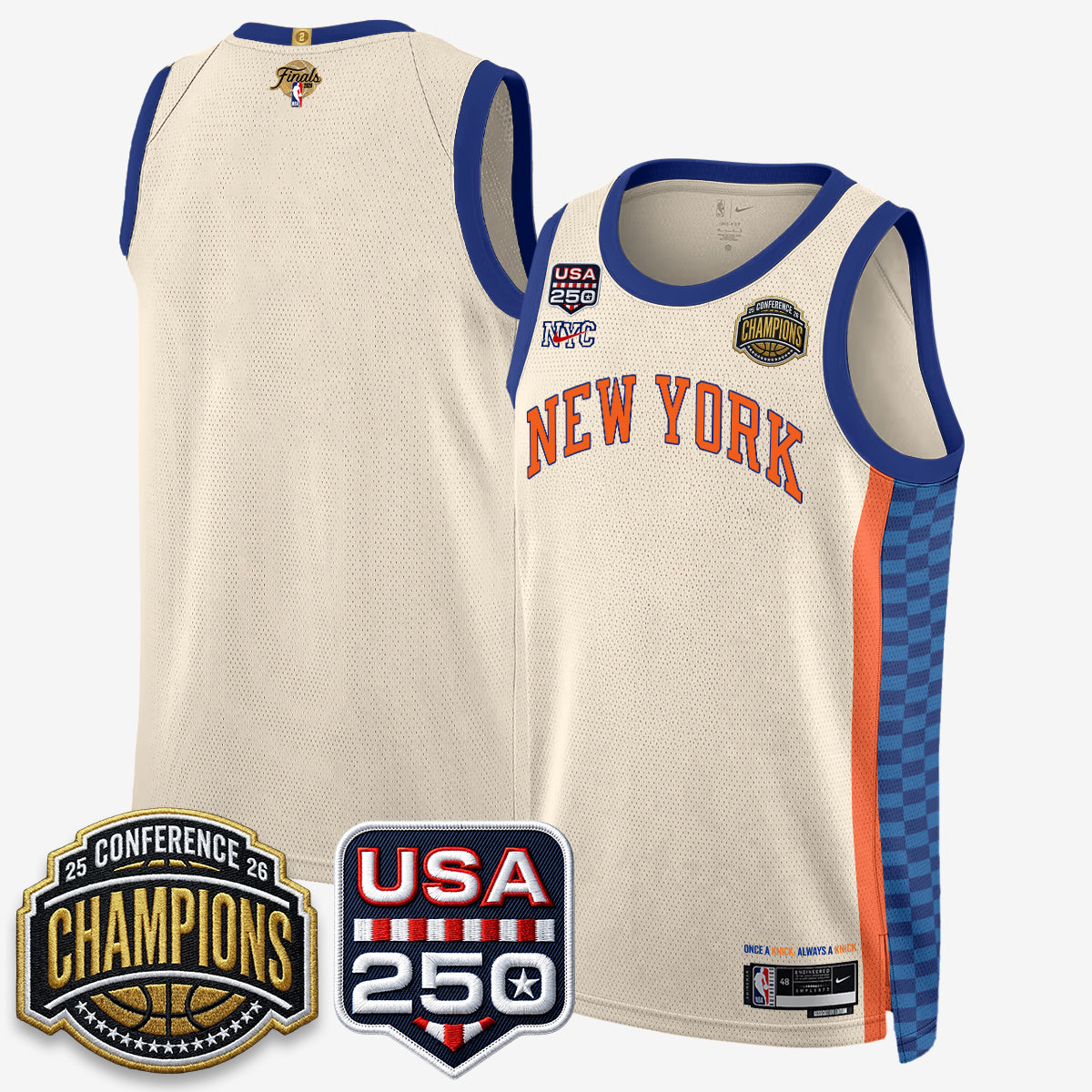 NYK 2026 NBA Eastern Conference Champions City Edition Jersey V2- Stitched product image 45, provided for visual reference