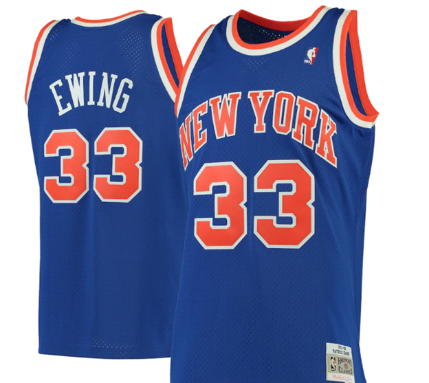 New York Knicks Patrick Ewing Blue 1991-92 Hardwood Classics Swingman Jersey product image 1, provided for visual reference