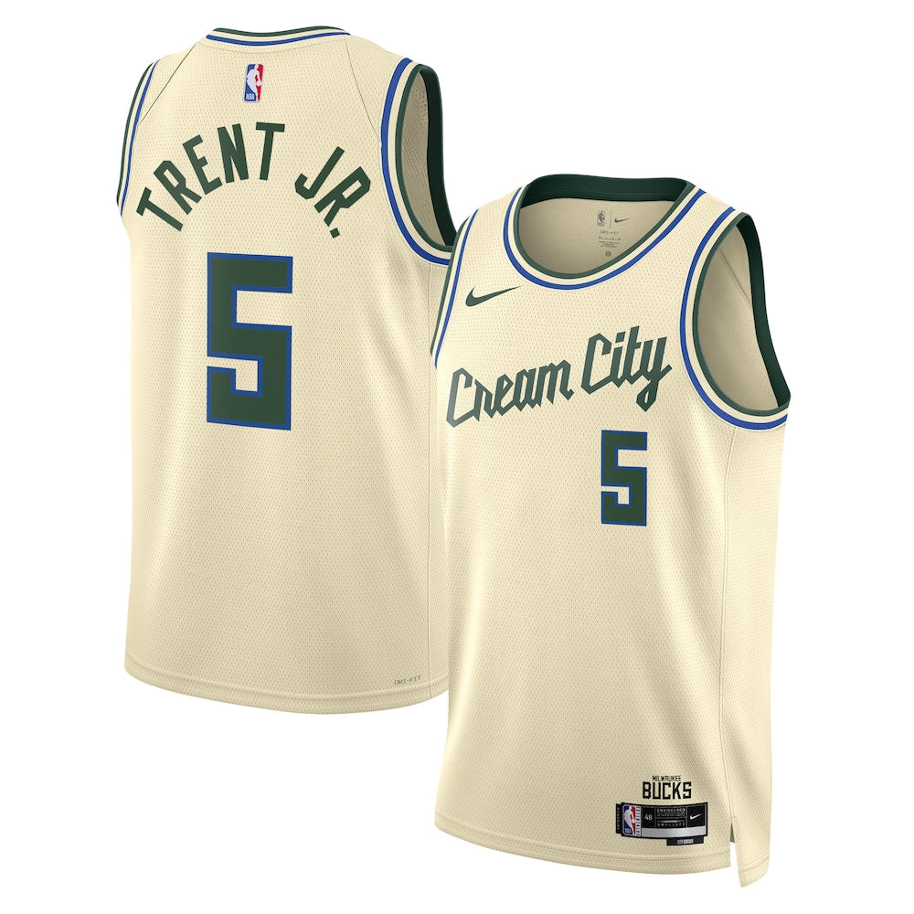 Milwaukee Bucks 202526 City Edition Swingman Jersey Cream Gary Trent Jr Unisex | RTJ13069 product image 1, provided for