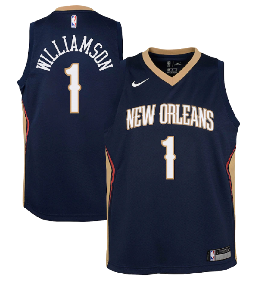 Zion Williamson New Orleans Pelicans Nike Navy Replica Swingman Jersey product image 1, provided for visual reference and