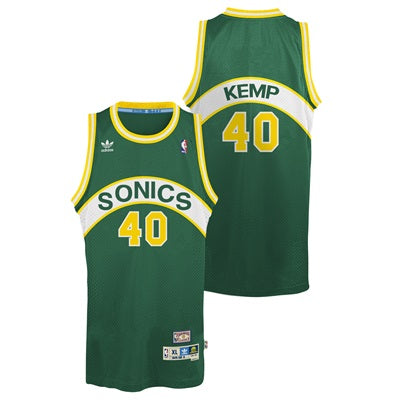 Seattle Supersonics Shawn Kemp Green 1994-95 Hardwood Classics Swingman Jersey product image 1, provided for visual