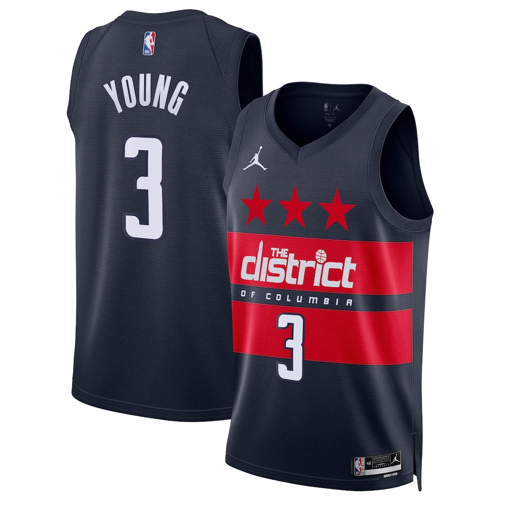 Trae Young Washington Wizards Unisex Jersey - Statement Edition - Navy product image 1, provided for visual reference and