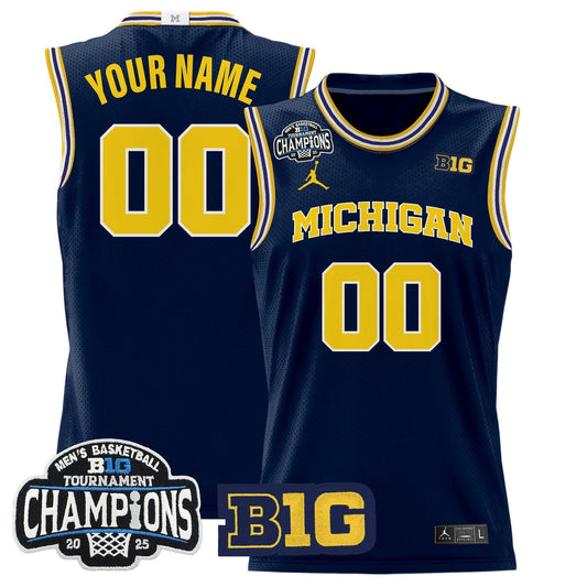 MICH 2025 Big Ten Conference Tournament Champions Basketball Custom Jersey - Stitched product image 1, provided for visual