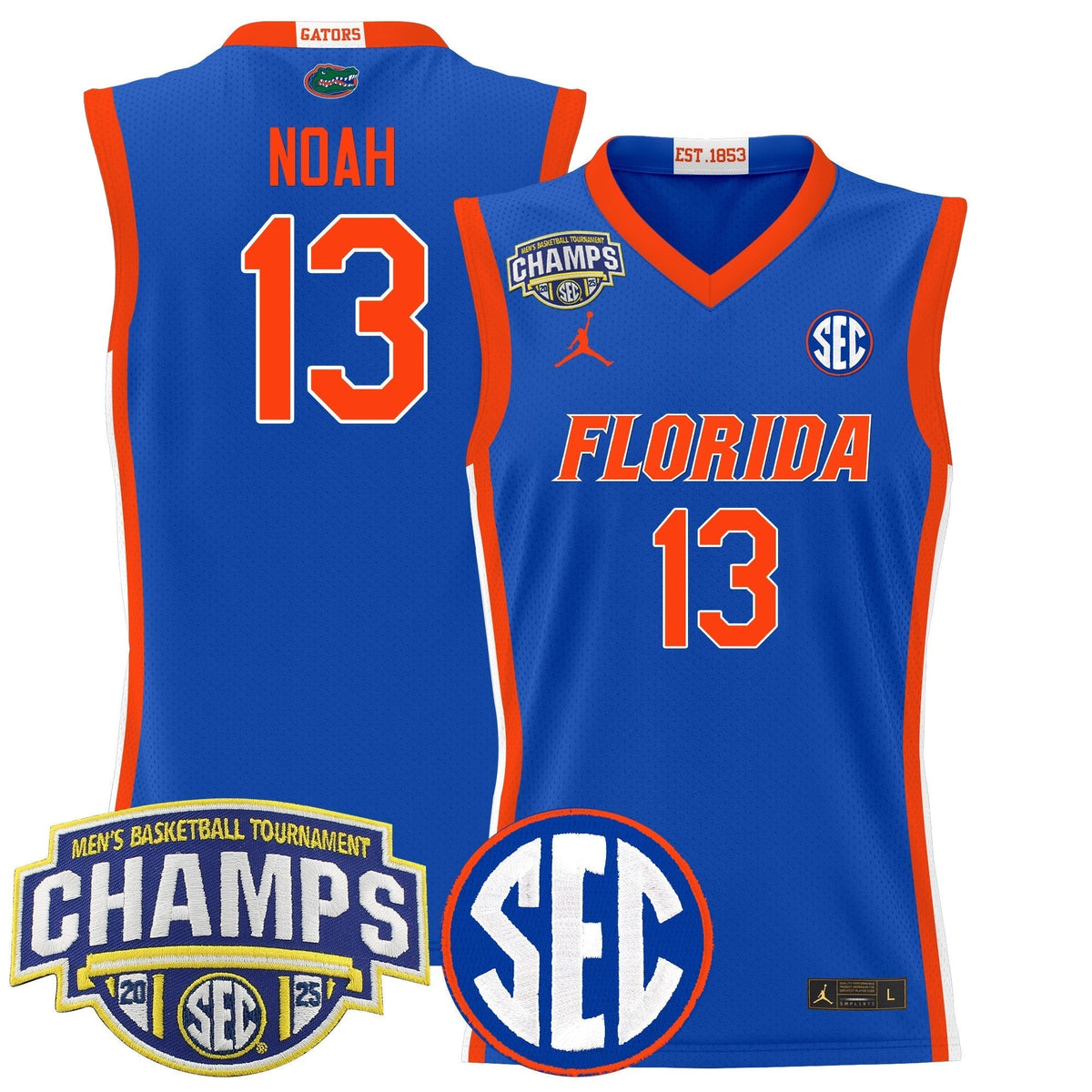 UF 2025 SEC Conference Tournament Champions Basketball Jersey - Stitched product image 8, provided for visual reference and