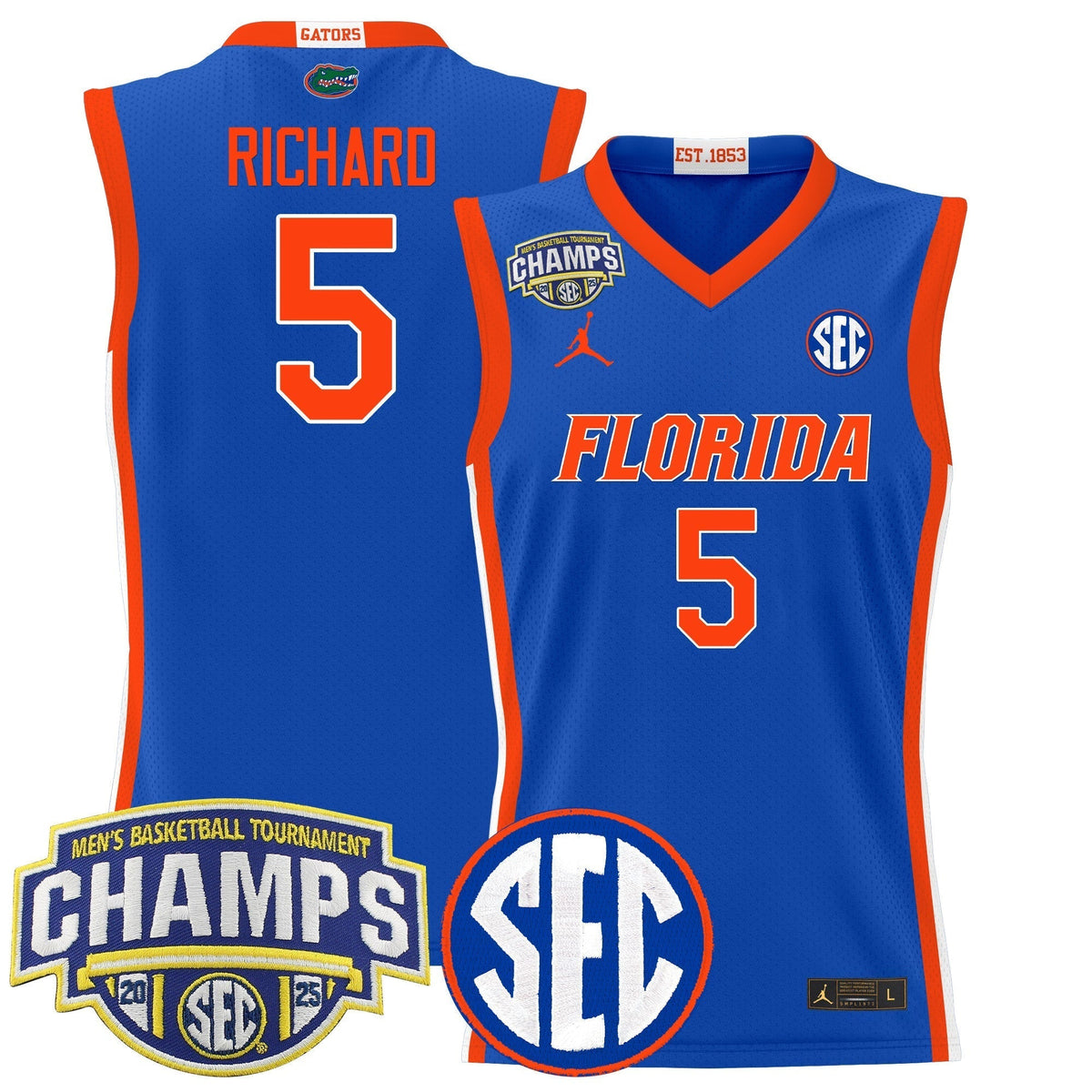 UF 2025 SEC Conference Tournament Champions Basketball Jersey - Stitched product image 4, provided for visual reference and