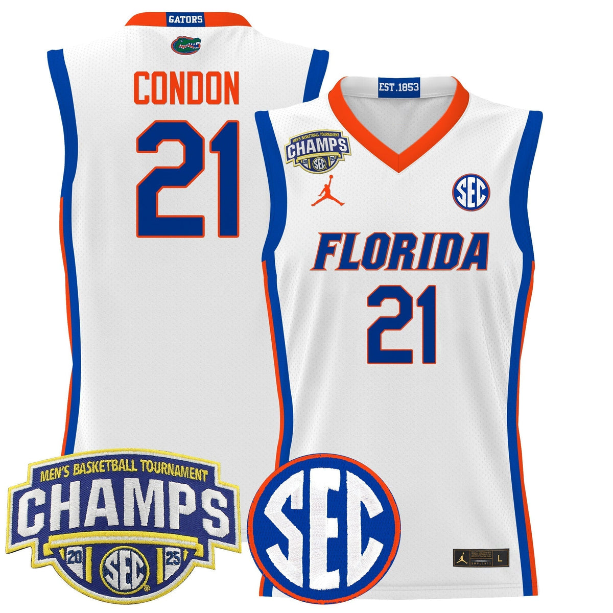 UF 2025 SEC Conference Tournament Champions Basketball Jersey - Stitched product image 5, provided for visual reference and