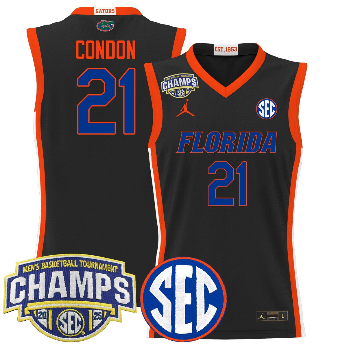UF 2025 SEC Conference Tournament Champions Basketball Jersey - Stitched product image 16, provided for visual reference and