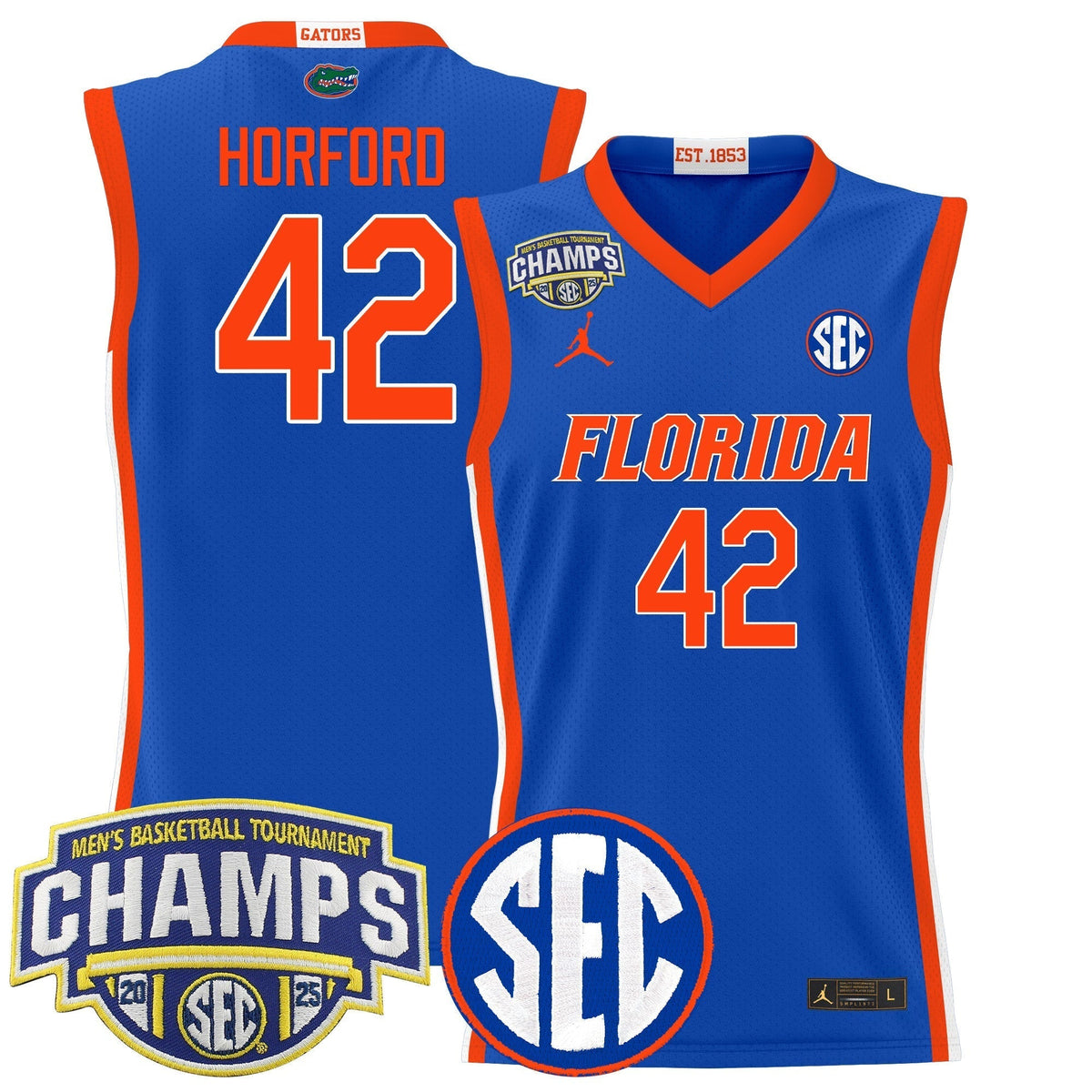 UF 2025 SEC Conference Tournament Champions Basketball Jersey - Stitched product image 6, provided for visual reference and