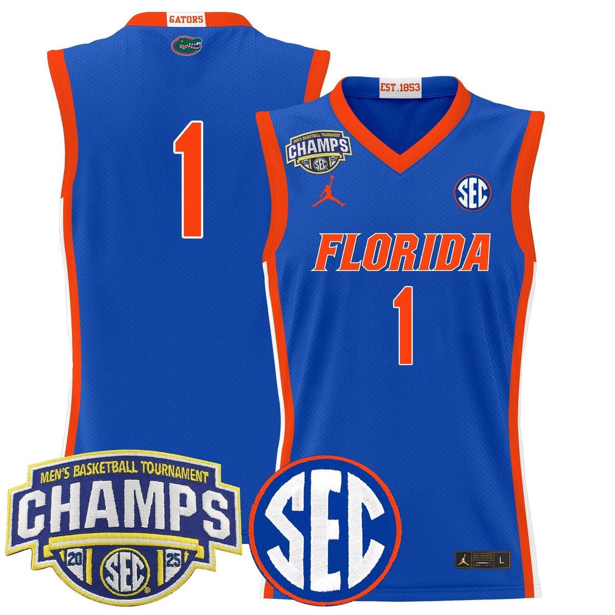 UF 2025 SEC Conference Tournament Champions Basketball Jersey - Stitched product image 10, provided for visual reference and