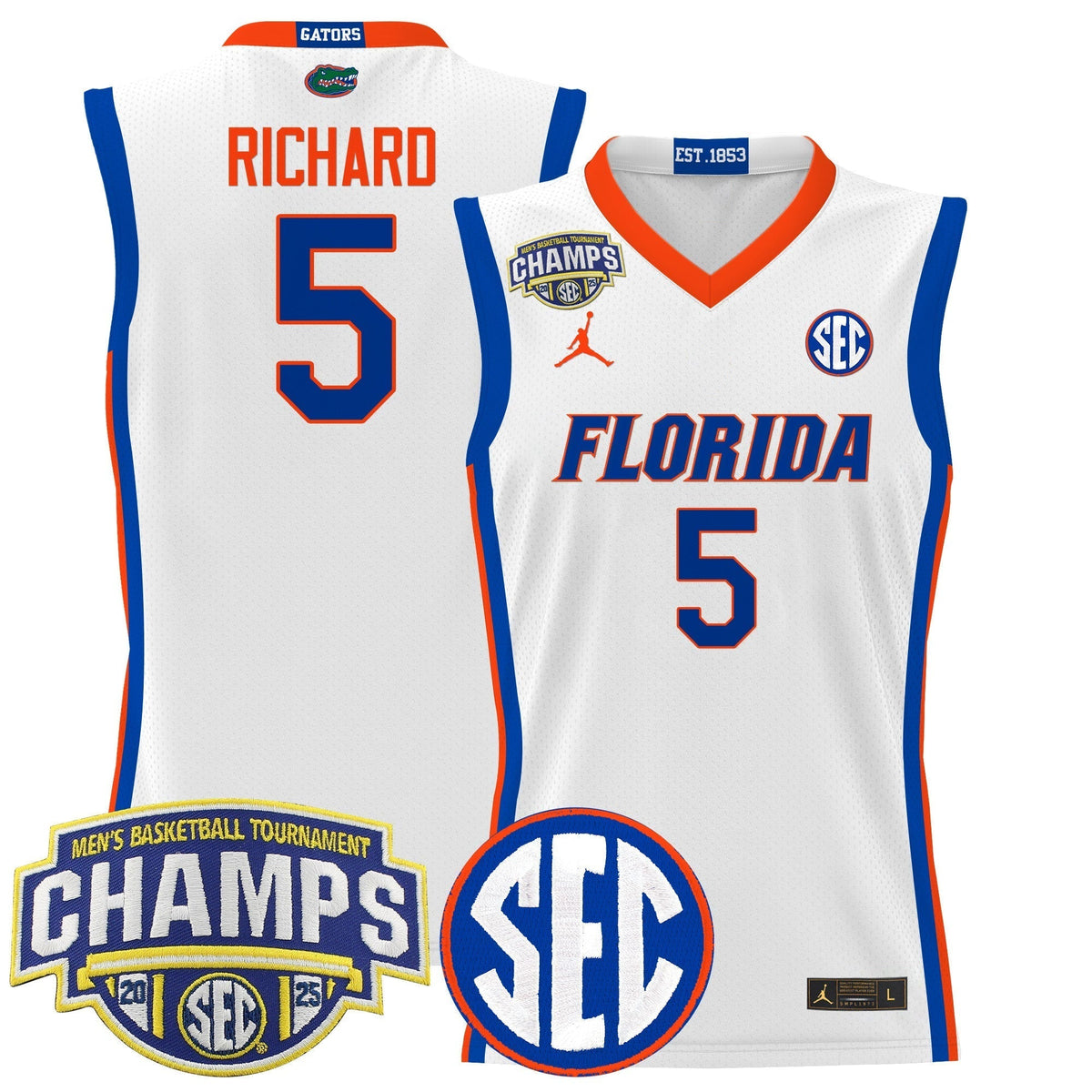 UF 2025 SEC Conference Tournament Champions Basketball Jersey - Stitched product image 7, provided for visual reference and