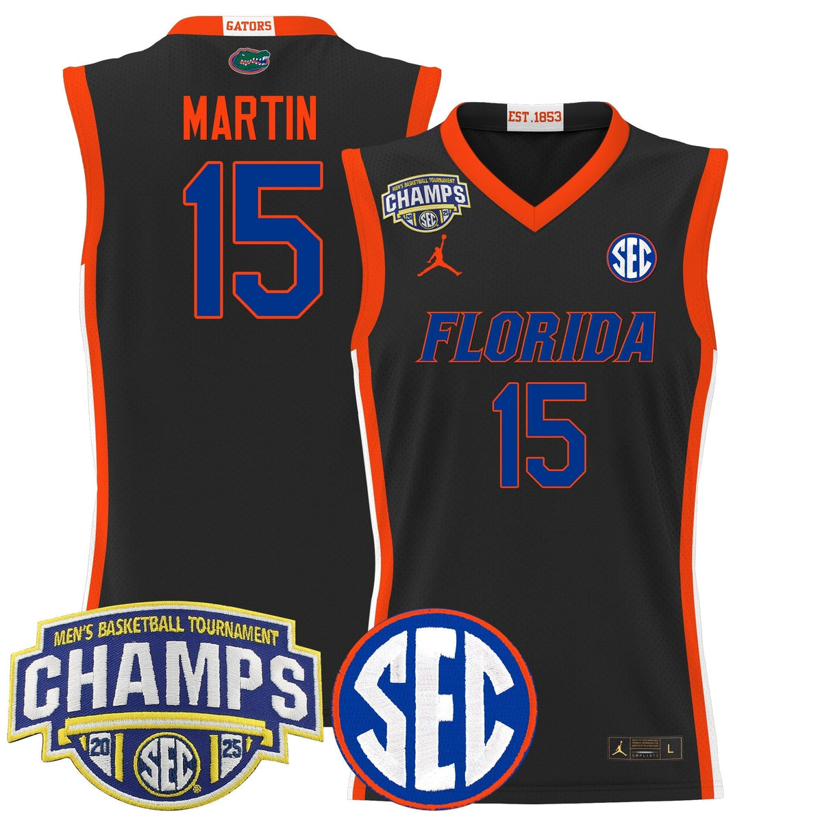 UF 2025 SEC Conference Tournament Champions Basketball Jersey - Stitched product image 14, provided for visual reference and
