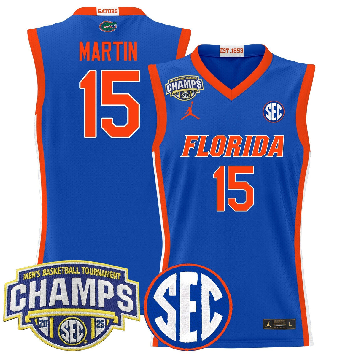 UF 2025 SEC Conference Tournament Champions Basketball Jersey - Stitched product image 17, provided for visual reference and