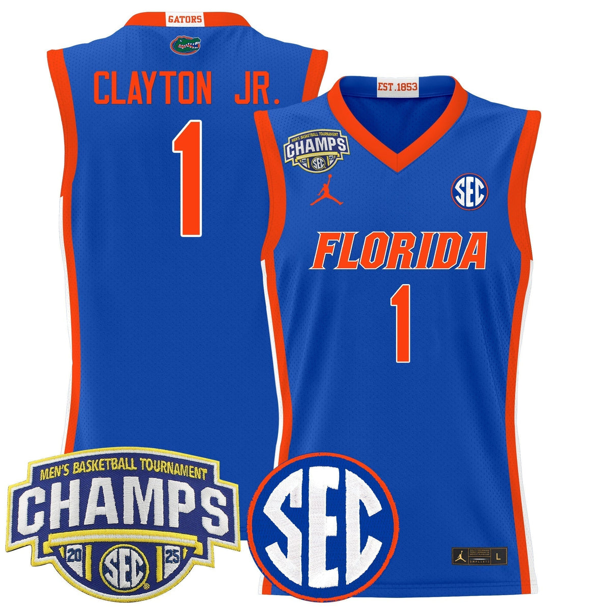 UF 2025 SEC Conference Tournament Champions Basketball Jersey - Stitched product image 15, provided for visual reference and