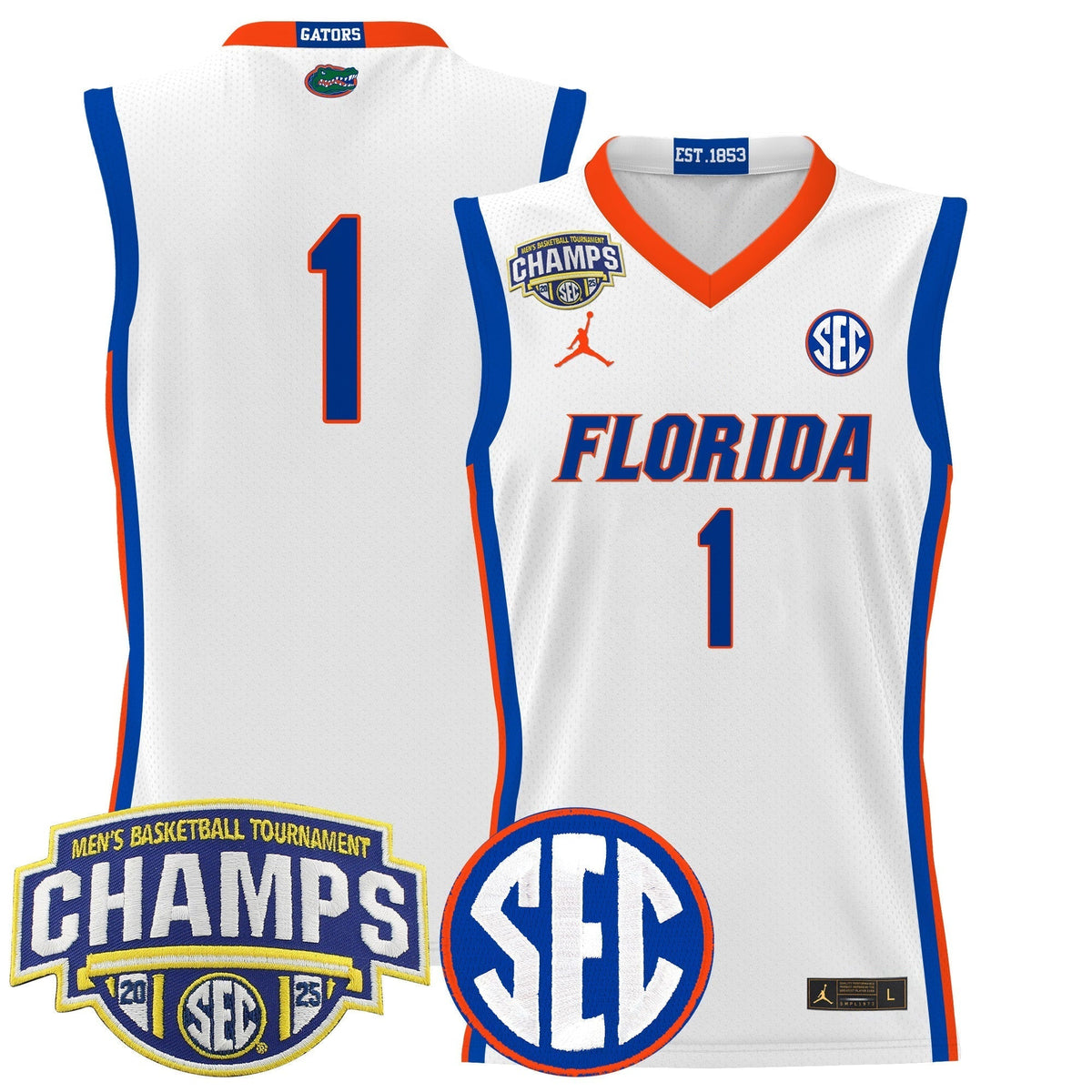 UF 2025 SEC Conference Tournament Champions Basketball Jersey - Stitched product image 13, provided for visual reference and