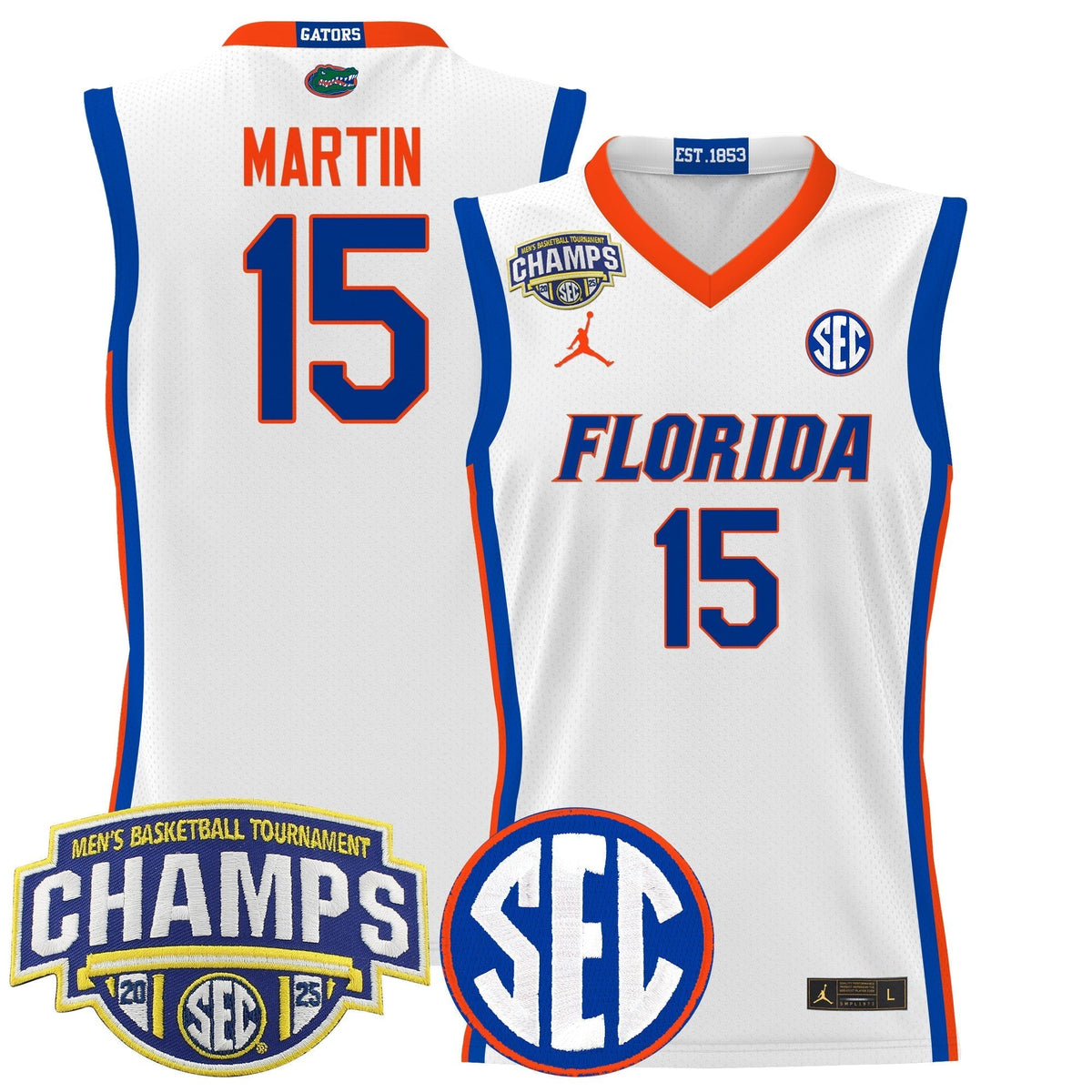 UF 2025 SEC Conference Tournament Champions Basketball Jersey - Stitched product image 3, provided for visual reference and