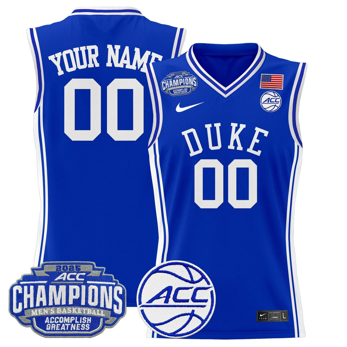 DUKE 2025 ACC Conference Tournament Champions Basketball Custom Jersey - Stitched product image 2, provided for visual