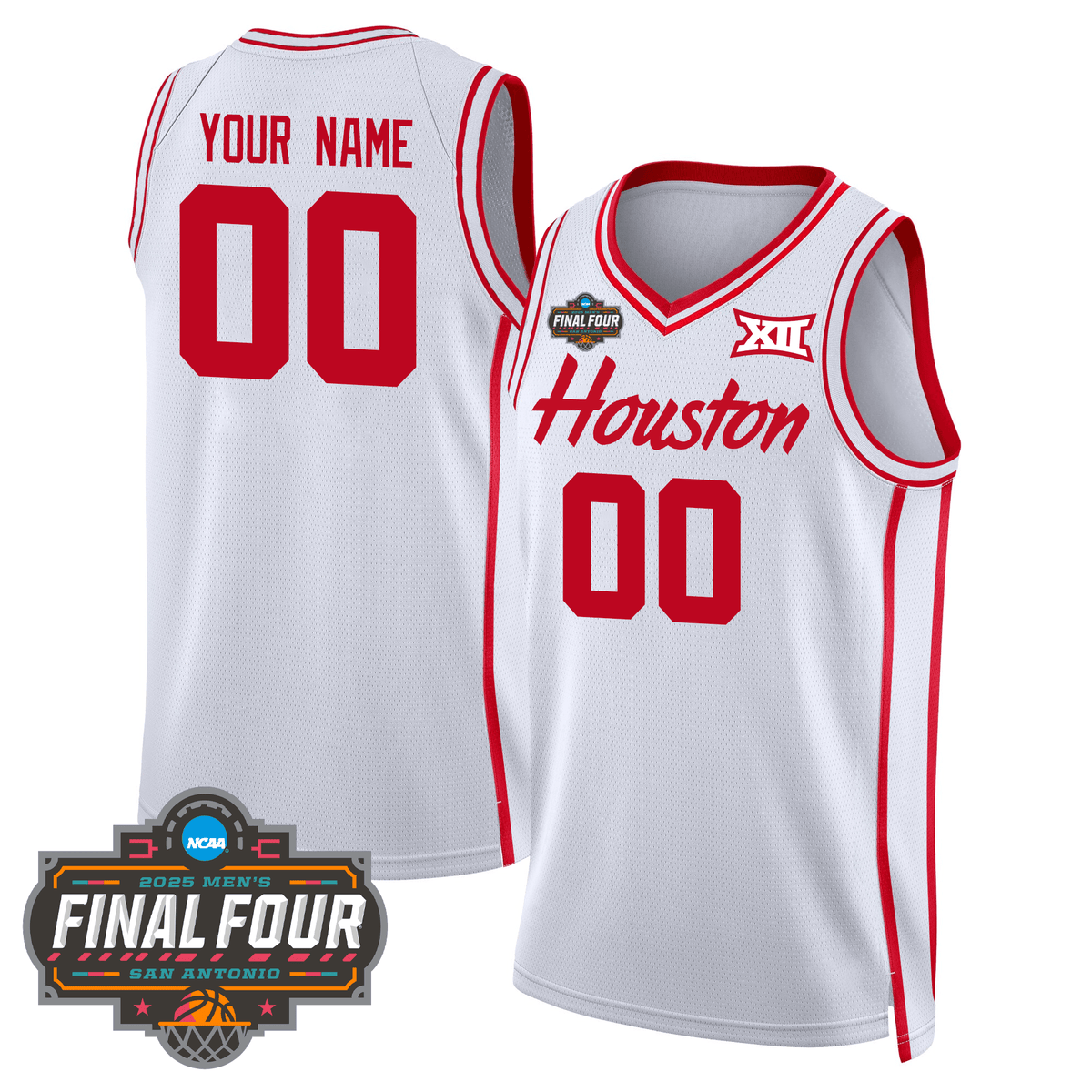 Custom HOU Basketball 24/25 Jersey - Final Four Patch product image 2, provided for visual reference and product detail