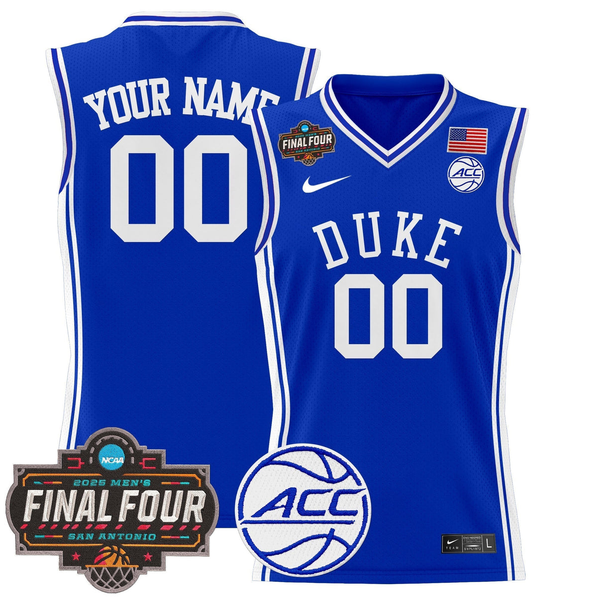 DUKE 2025 Final Four Patch Basketball Custom Jersey - Stitched product image 2, provided for visual reference and product