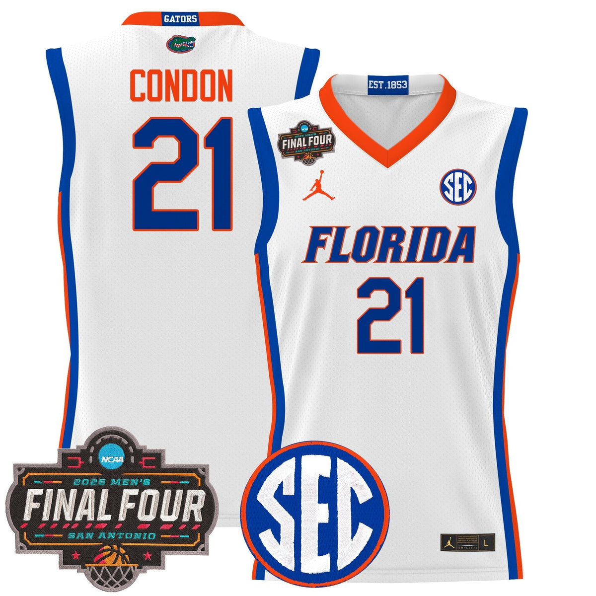UF 2025 Final Four Patch Basketball Jersey - Stitched product image 3, provided for visual reference and product detail