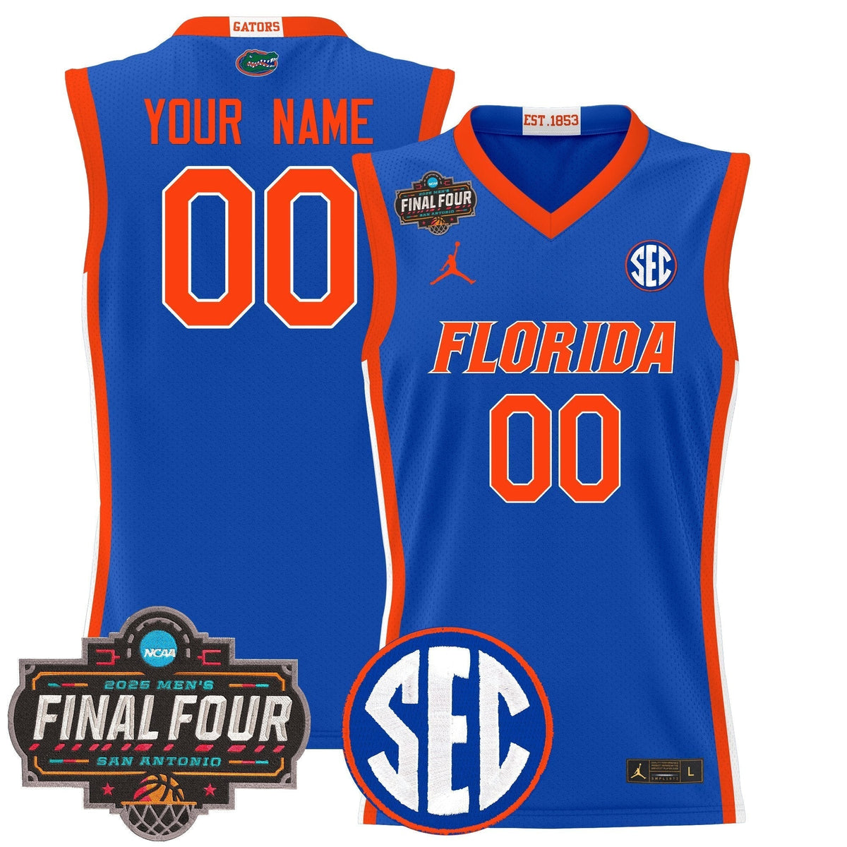 UF 2025 Final Four Patch Basketball Custom Jersey - Stitched product image 1, provided for visual reference and product