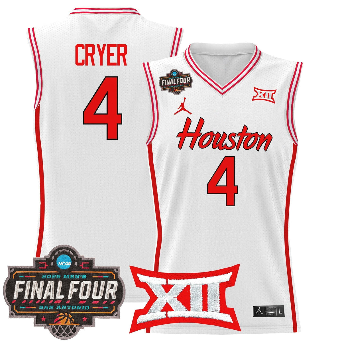 HOU 2025 Final Four Patch Basketball Jersey - Stitched product image 1, provided for visual reference and product detail