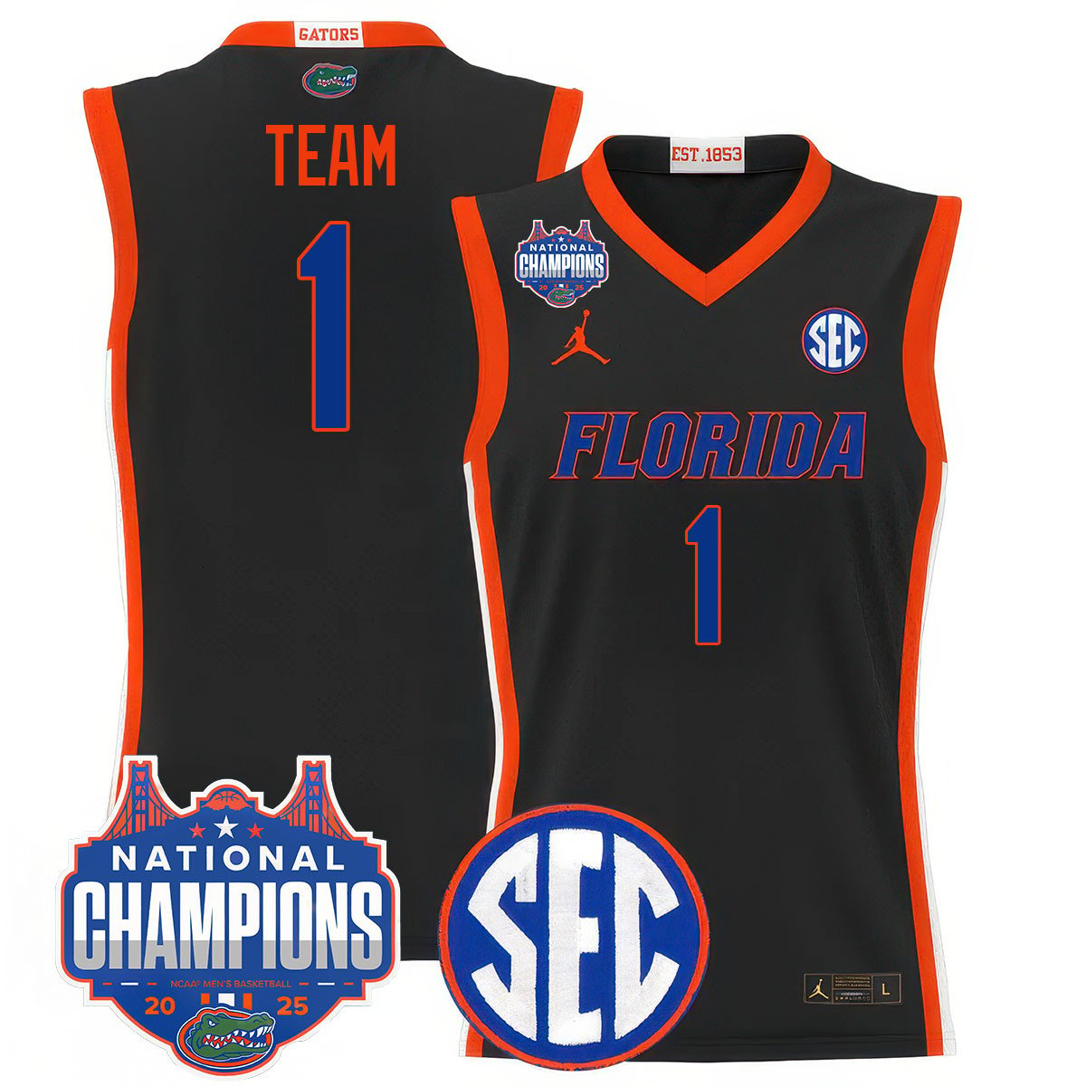 UF 2025 National Champions Basketball Jersey - Stitched product image 1, provided for visual reference and product detail
