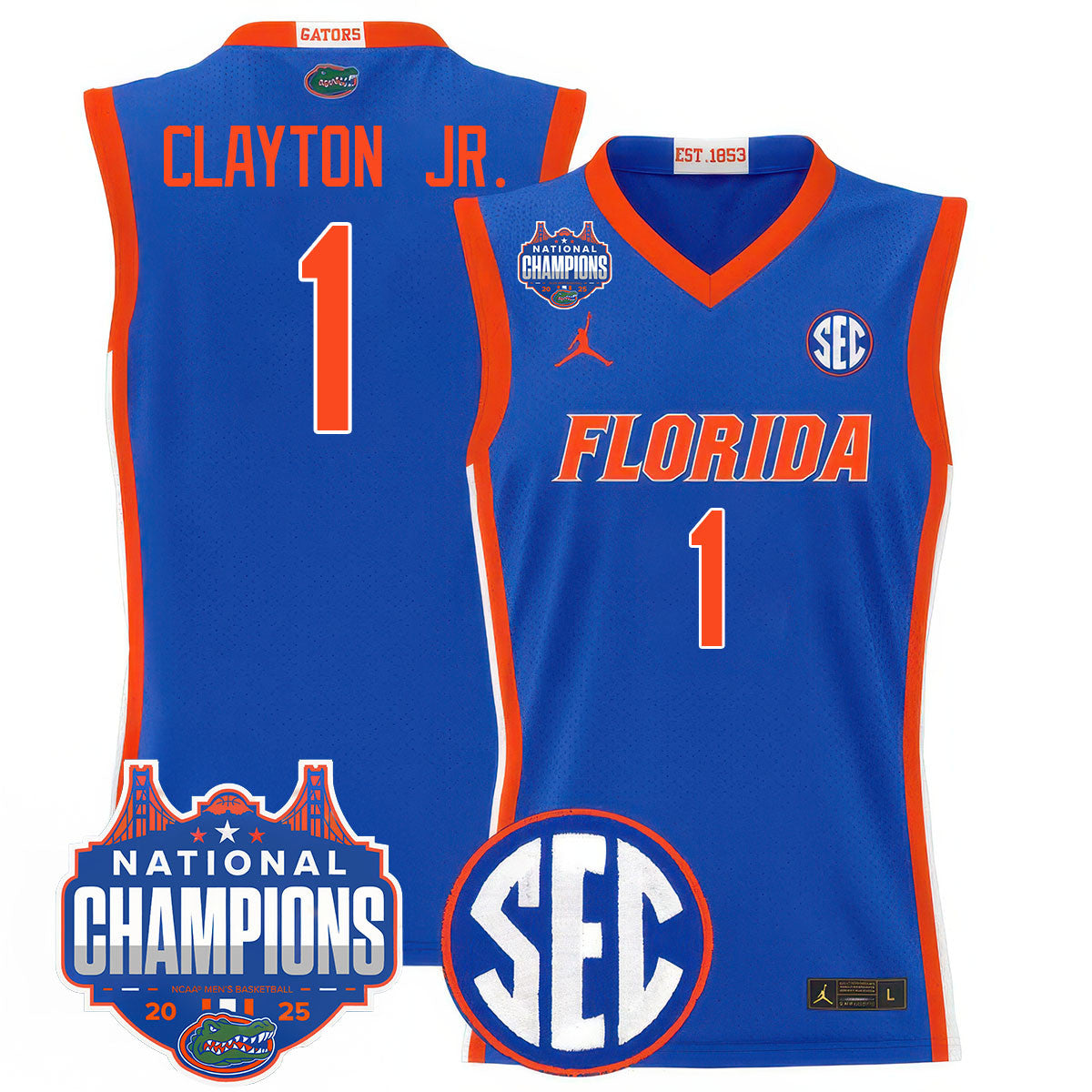 UF 2025 National Champions Basketball Jersey - Stitched product image 3, provided for visual reference and product detail