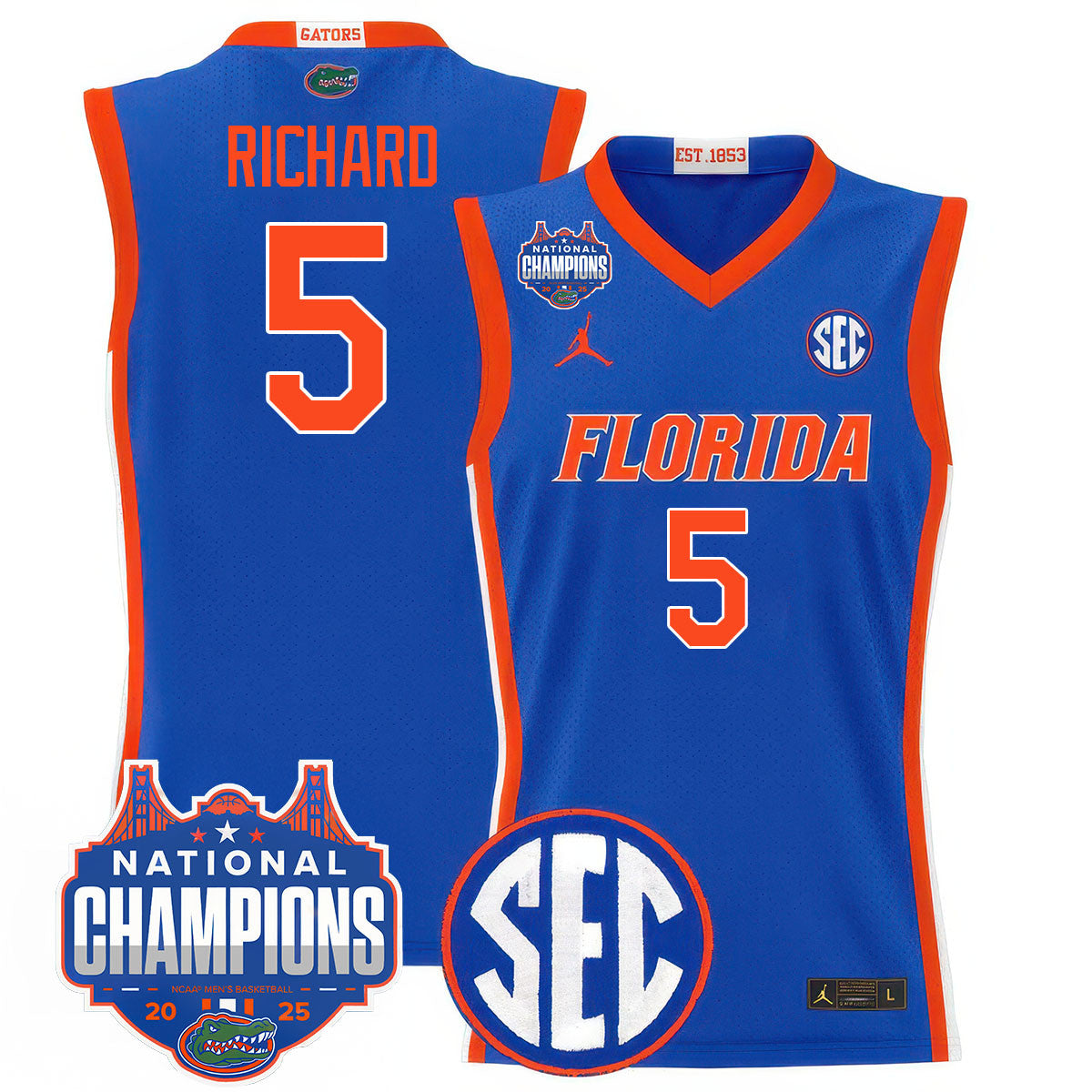 UF 2025 National Champions Basketball Jersey - Stitched product image 7, provided for visual reference and product detail
